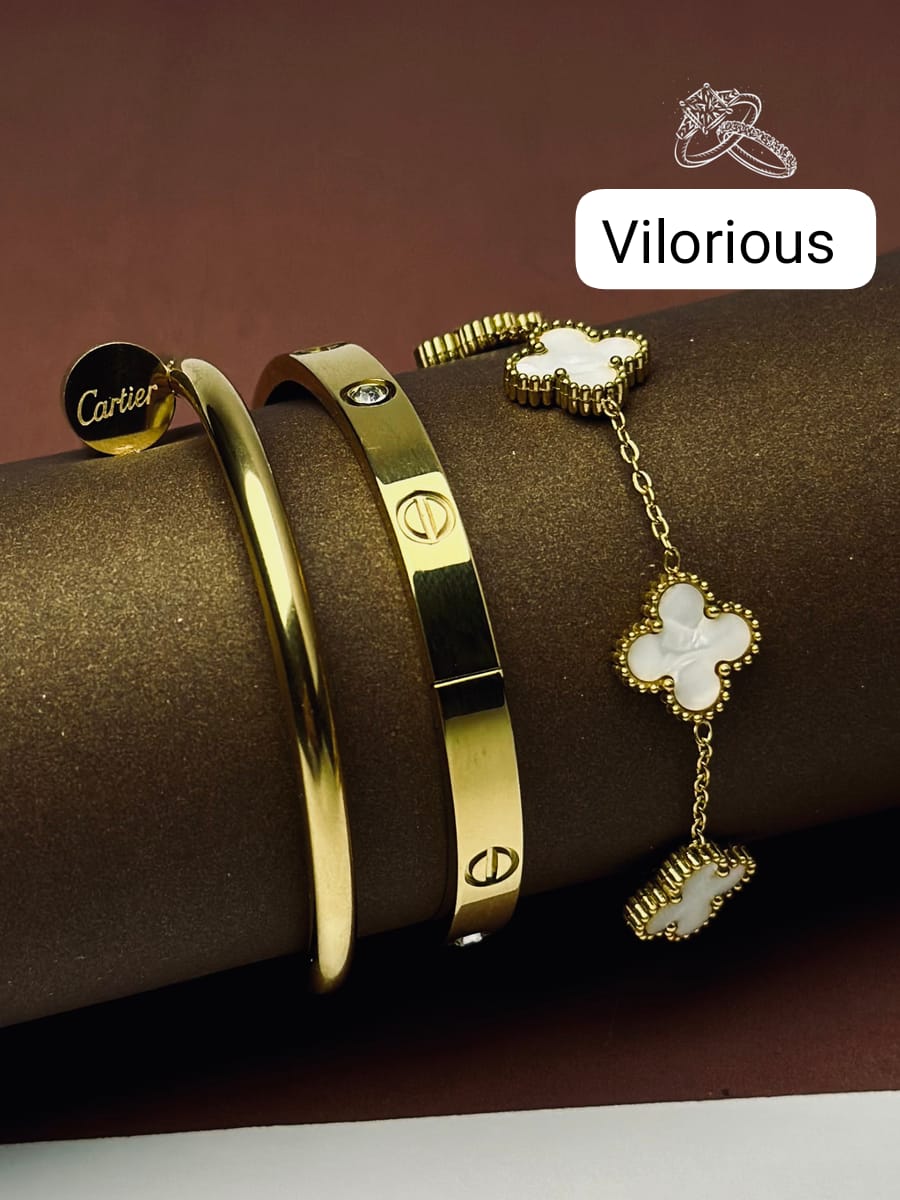 Cartier Nail and love bangle with white colour bracelet