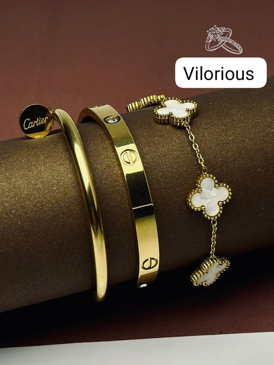 Cartier Nail and love bangle with white colour bracelet