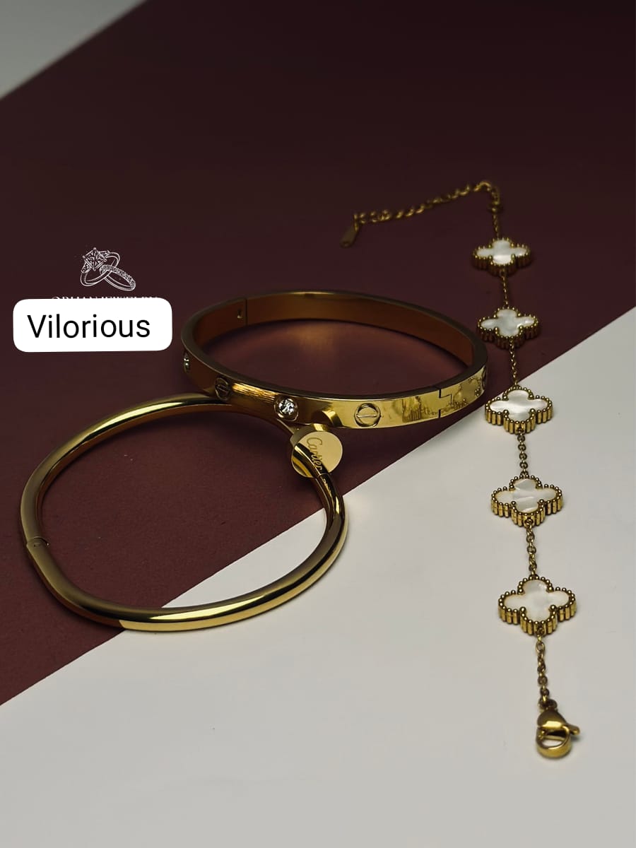 Cartier Nail and love bangle with white colour bracelet