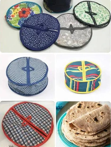 Roti Cover Cloth Basket Warmer with Zipper | Roti Cover Bag